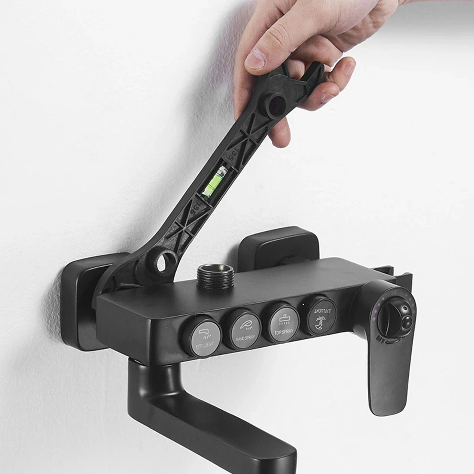 

Пластиковый гаечный ключ для ванной комнаты с пузырьковым уровнем, двухсторонний дизайн, душевой ключ, аксессуары для кухни и ванной комнат...