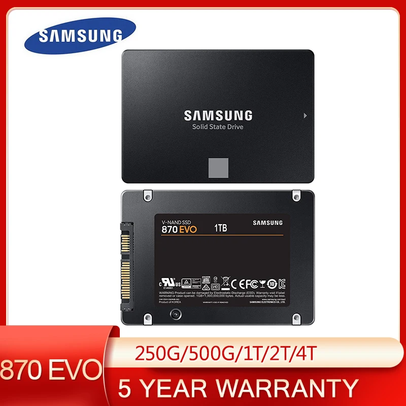 

Samsung SSD 870 EVO, 1 TB Internal Solid State Drive, Form Factor 2.5”, Intelligent Turbo Write, Magician 6 Software, Black