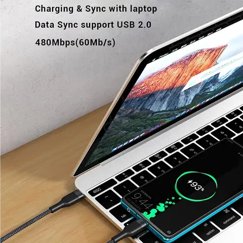 PD60W Кабель для быстрой зарядки типа C Короткий шнур USB-C длиной 0,25 м для аккумуляторов, телефонов, планшетов, ноутбуков