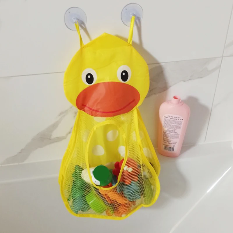 Baby Bath Toys Cute Duck Mesh Net Toy Storage Bag Strong With Suction Cups Bath Game Bag Bathroom Organizer Water Toys For Kids