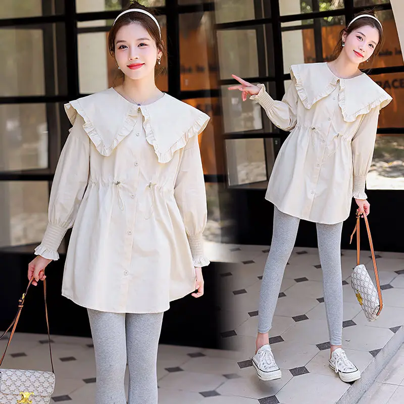 

2023 New Spring Autumn Korean Fashion Solid Vintage Blouse Women Casual Long Sleeves Female Loose Long Sleeve Shirts Tops S10