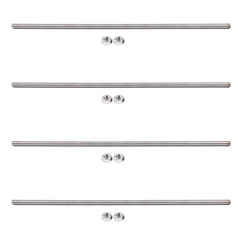 

4Pcs 320Mm X M8 Stainless Steel Thread Bar Stock Rod Silver Tone