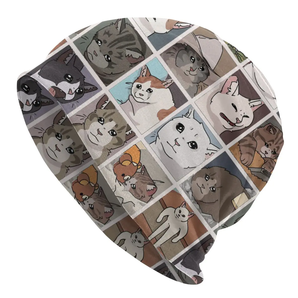

Crying Sad Angry Cats Meme Washed Warm Bonnet Windproof Casual Beanies Protection Men Women Hats