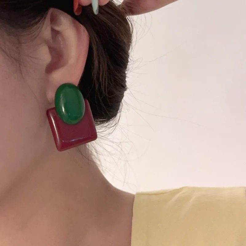 Красочные акриловые серьги Draweye для женщин винтажные геометрические корейские