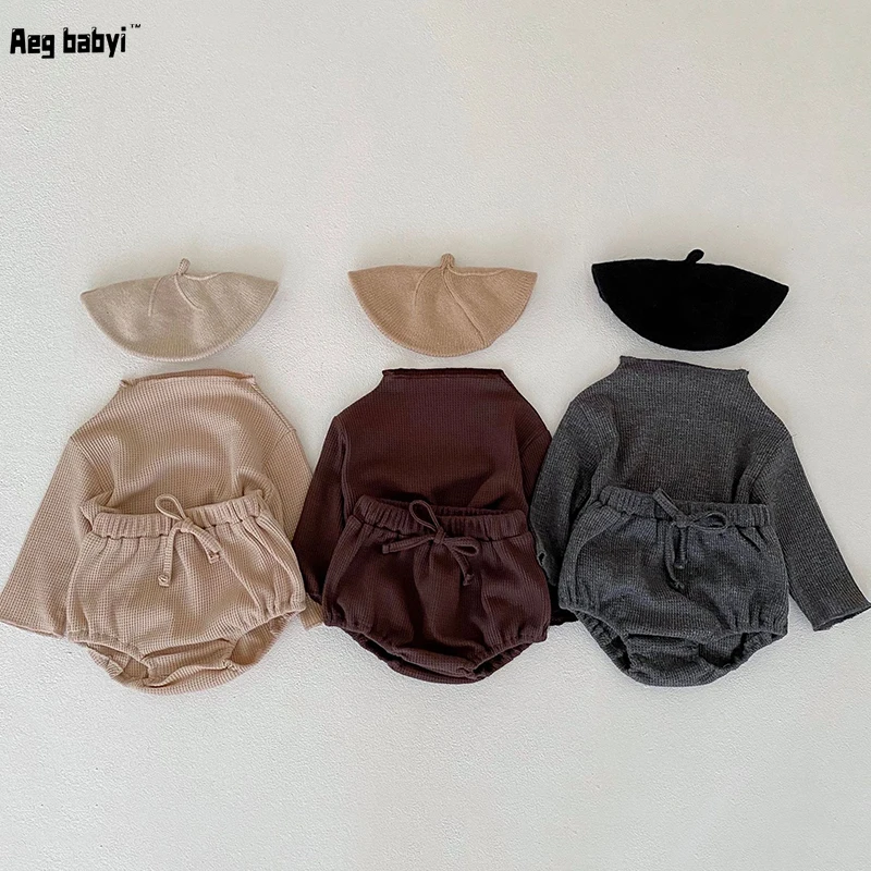 

Baby Clothes Set Spring Autumn Infant Baby Waffle Coat Tops + PP Pants 2Pcs Suit Cotton Toddler Girls Boys Clothes Kids Clothing