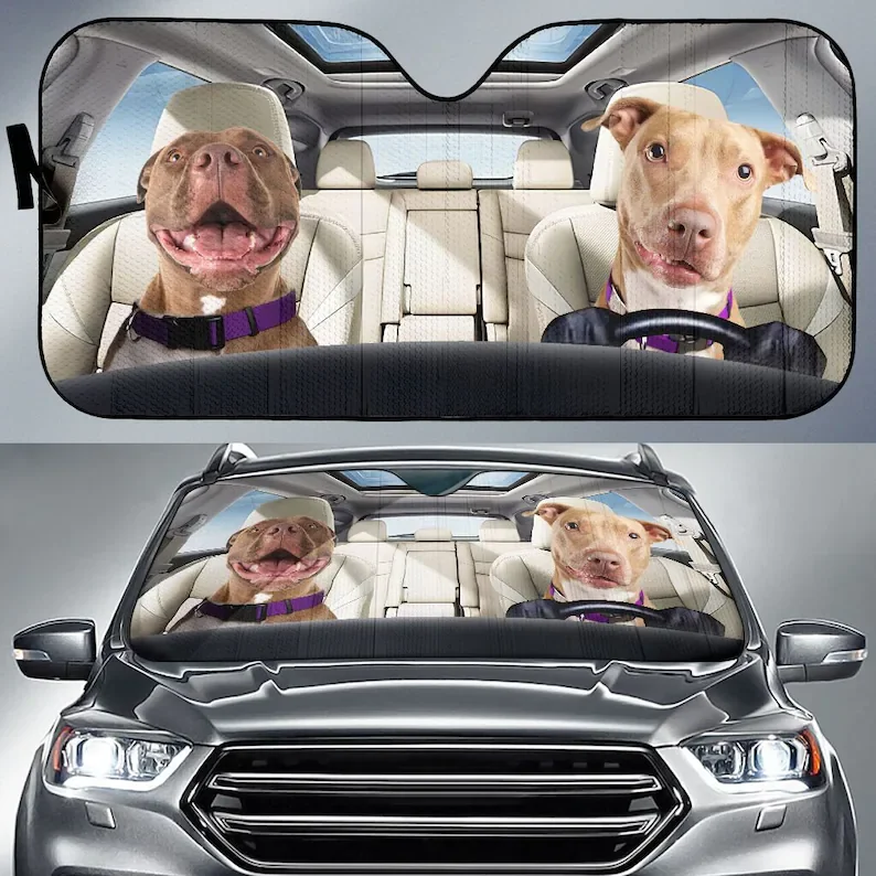 

Dog - Pit Bull - Auto Sun Shade Auto Cover Protector Window, Windshield Sunshade, Custom Sunshade,