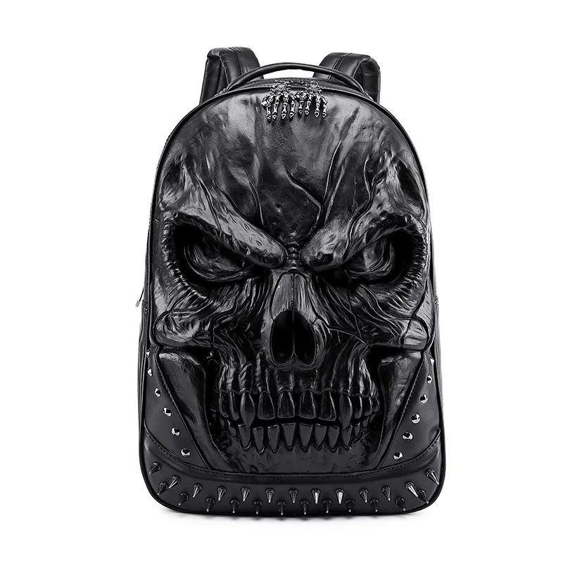 

Embossed 3D Skull Backpack Bags for Men Unique Originality Man Bag Rivet Personality Cool Rock Laptop Schoolbag For Teenagers