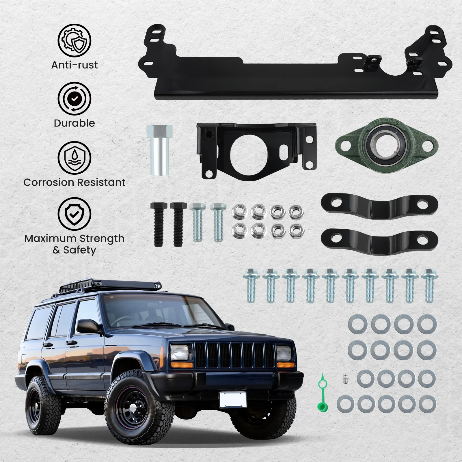 Стальной держатель рулевого ящика для Cherokee XJ 1984 1985 1986 1987-2001 W/черная опорная часть