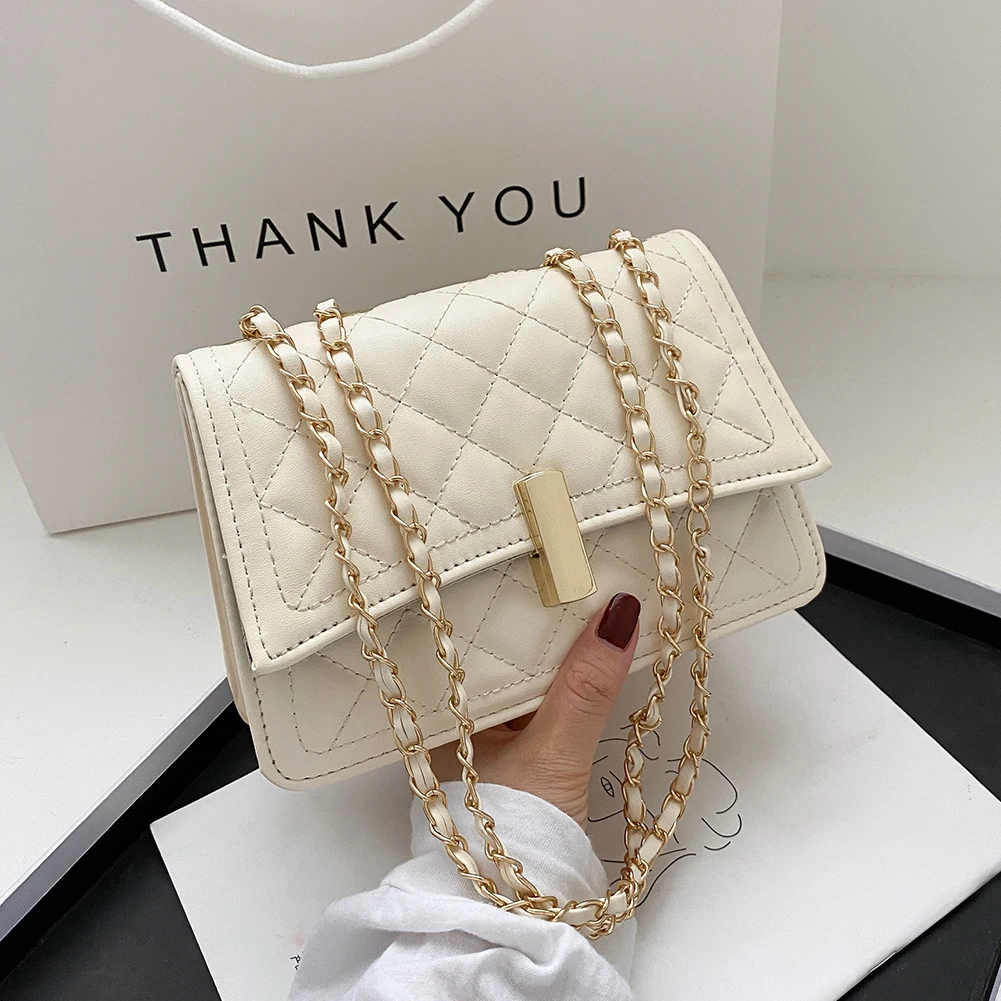 

Fashion Lattice Pattern PU Leather Messenger Bag Women Solid Color Casual Purse Female Shoulder Crossbody Handbags