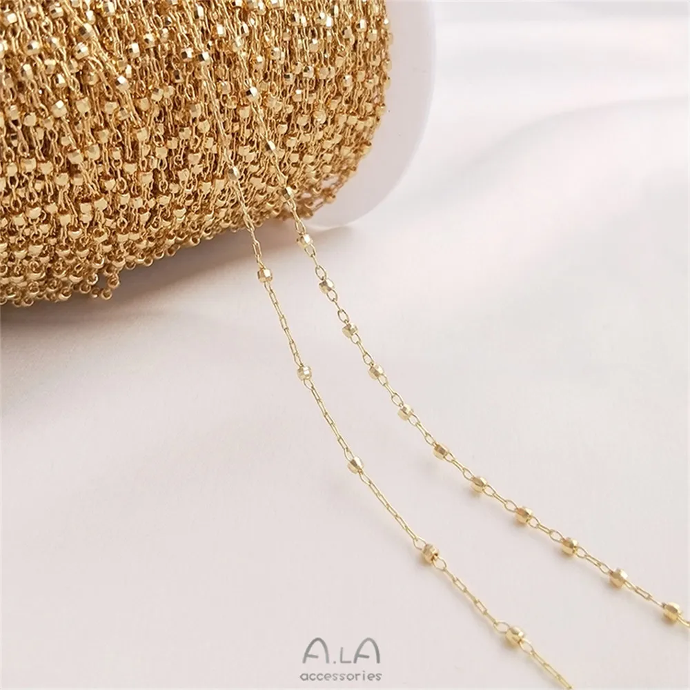 

14K Gold-plated Korean Handmade Fine Chain Cut Bead Separated Bead Chain Diy Necklace Bracelet Jewelry Loose Chain Accessories