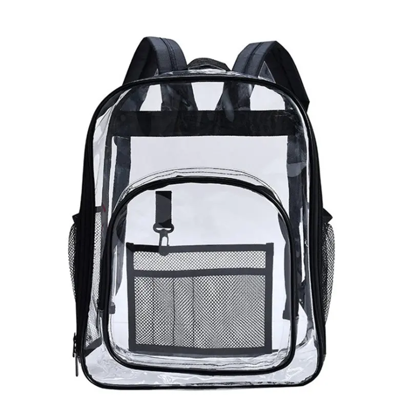 

17" Clear Backpack Water Resistant Transparent Backpack Large Capacity Bookbag School Bag With Adjustable Straps For School, Wor