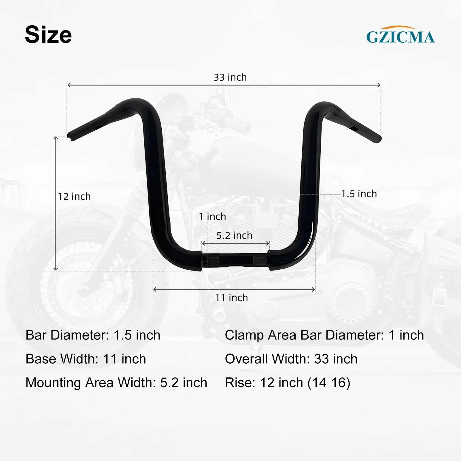 

GZICMA Ape вешалка на руль диаметром 1,5 дюйма 1 дюйм зажим глянцевый черный для Harley Sportster XL883 XL1200 Softail Road King