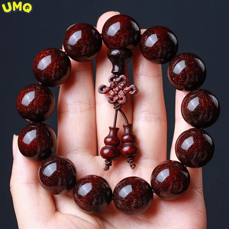 Small Leaf Red Sandalwood Bracelet 2.0 Zambia Red Sandalwood Old Material Wenwan Bracelet Wooden Bracelet Buddha Beads