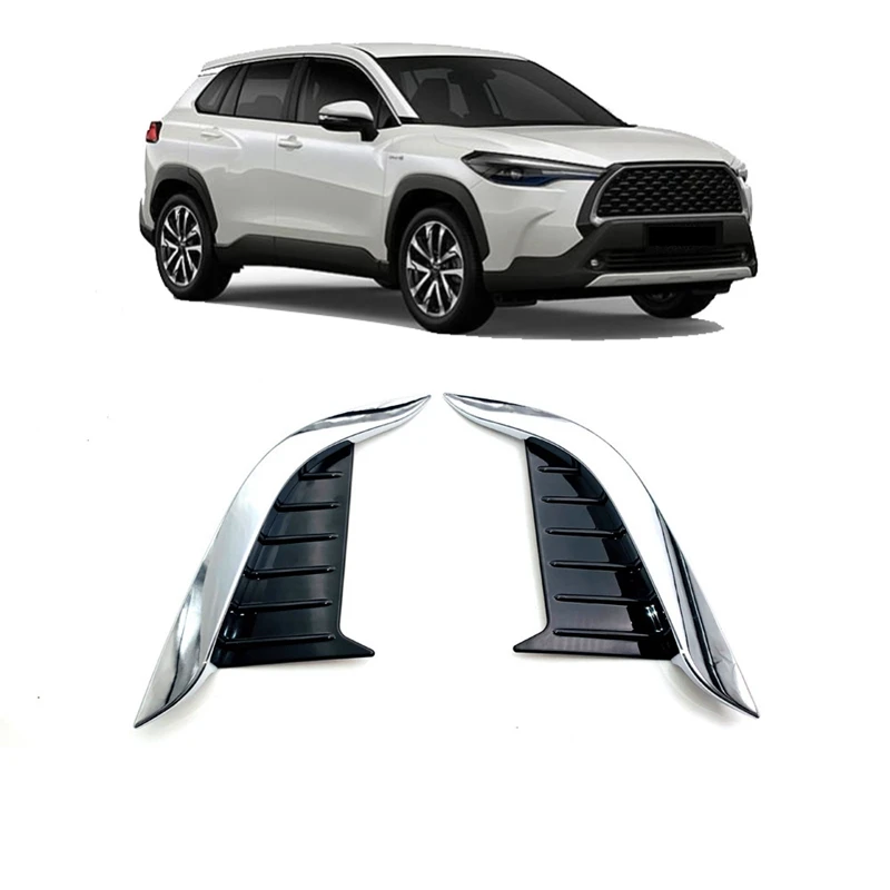 

2Pcs Front Head Fog Lights Fog Light Lamp Decoration Frame Cover Bumper Trim for 2020-2021 Toyota Corolla Cross