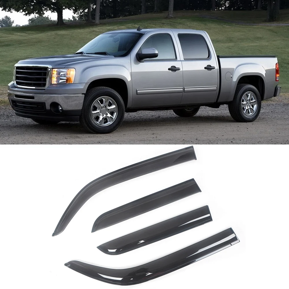 

For GMC Sierra 1500 2007-2013 Side Window Wind Deflectors Visors Black Rain Guard Door Visor Vent Shades Dark Smoke Ventvisor