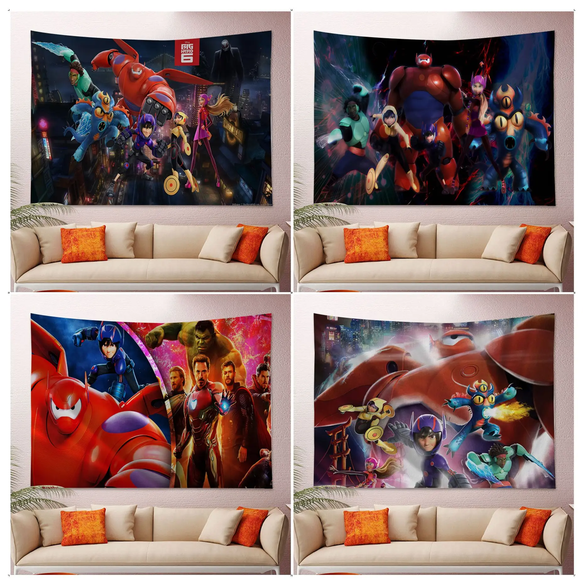 

Disney Big Hero 6 DIY Wall Tapestry For Living Room Home Dorm Decor Kawaii Room Decor