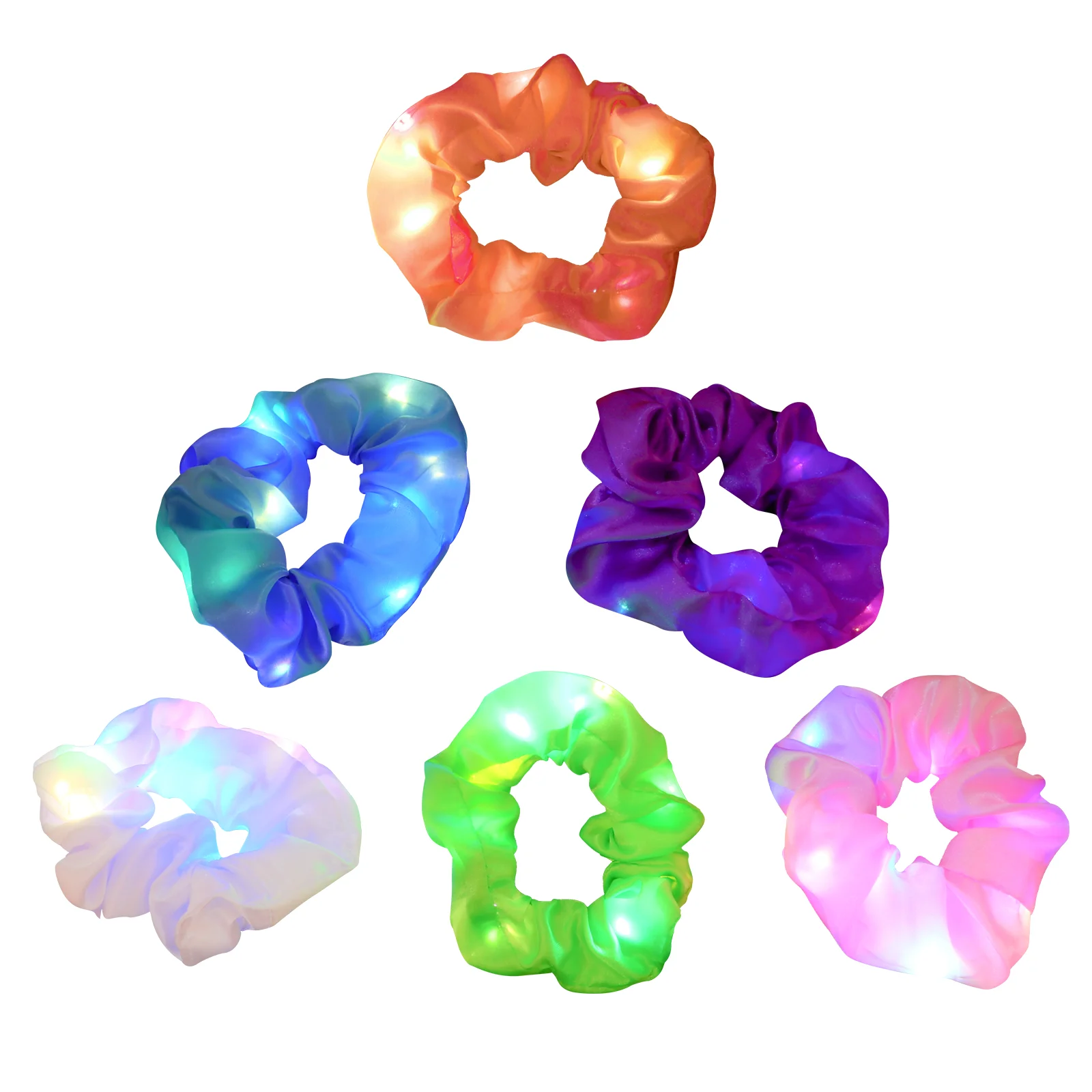 6 шт. светодиодные кольца для волос толстой кишки аксессуары хвост косичек