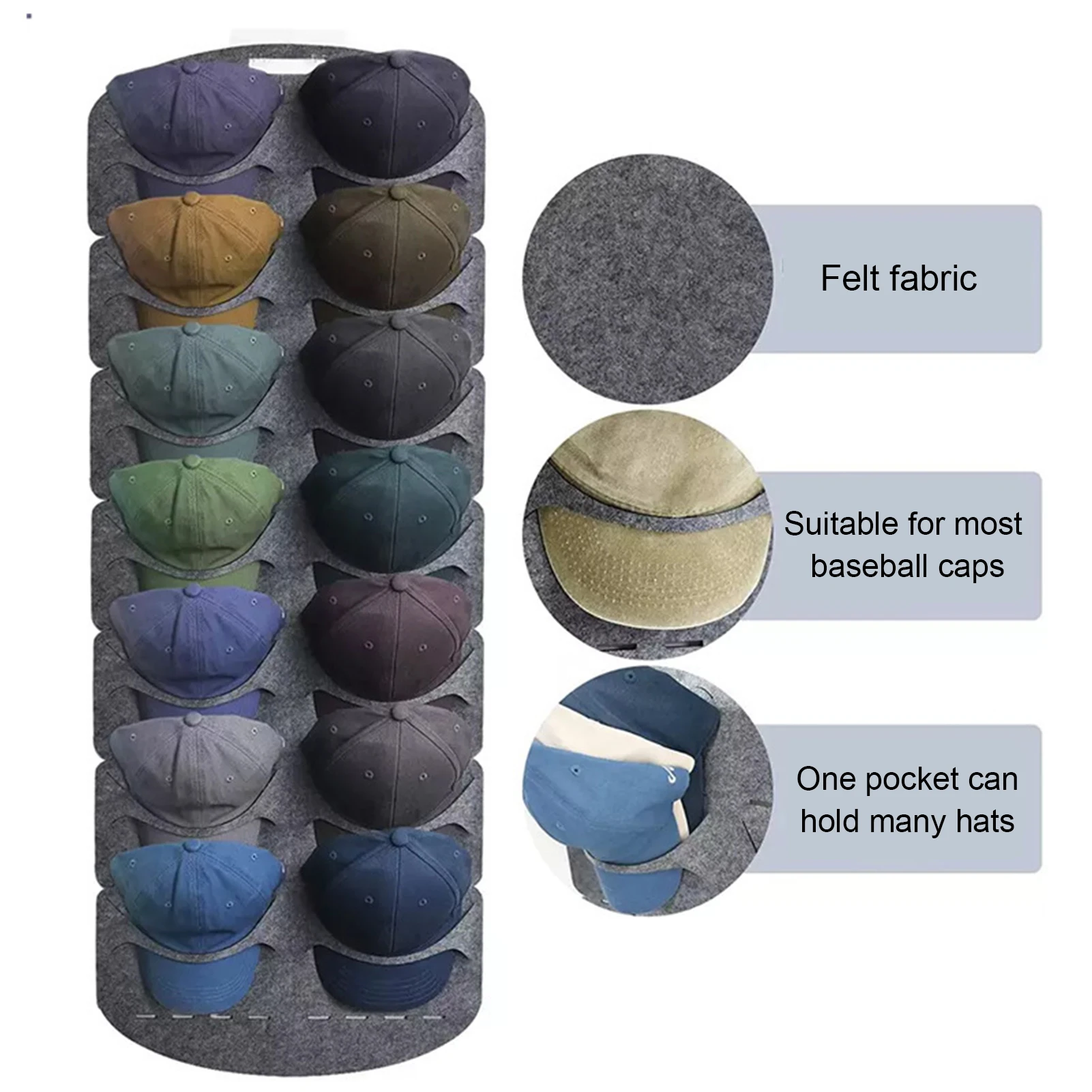 

Simple Hanging 14 Grids Hat Storage Bags Display Holder Felt Household Cap Organizer Door Back Closet Hook Collection Container