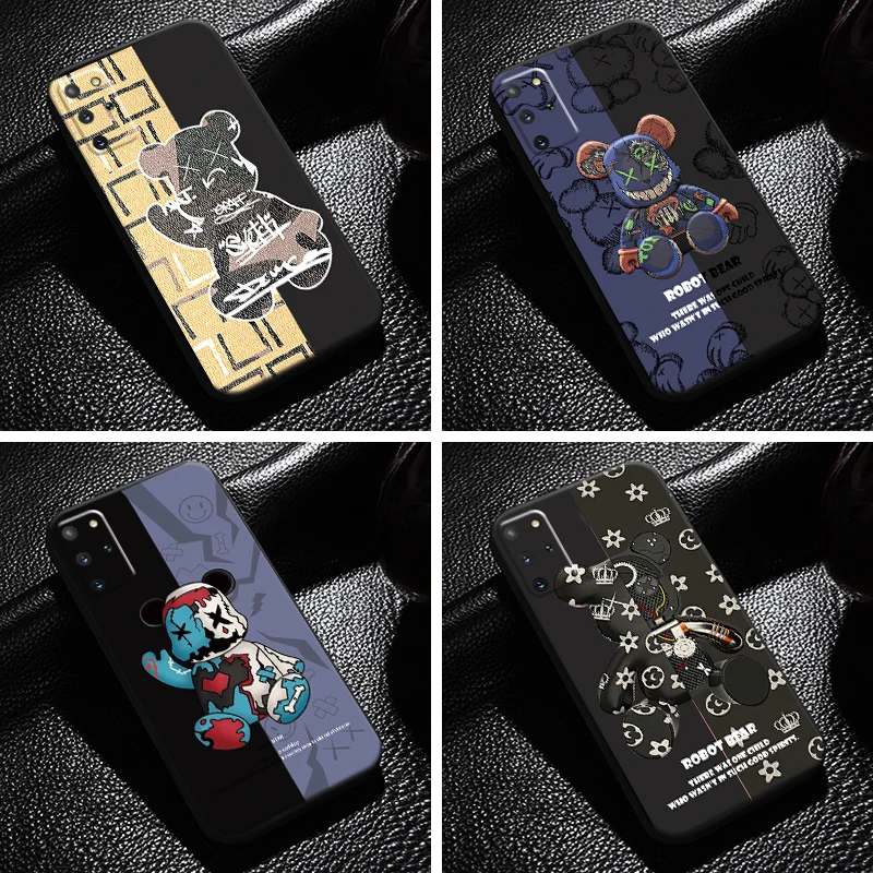 

Fashion Luxury Bear For Samsung Galaxy S21 S20 Ultra S21 S20 Plus FE 5G Phone Case Soft TPU Liquid Silicon Carcasa Back Funda