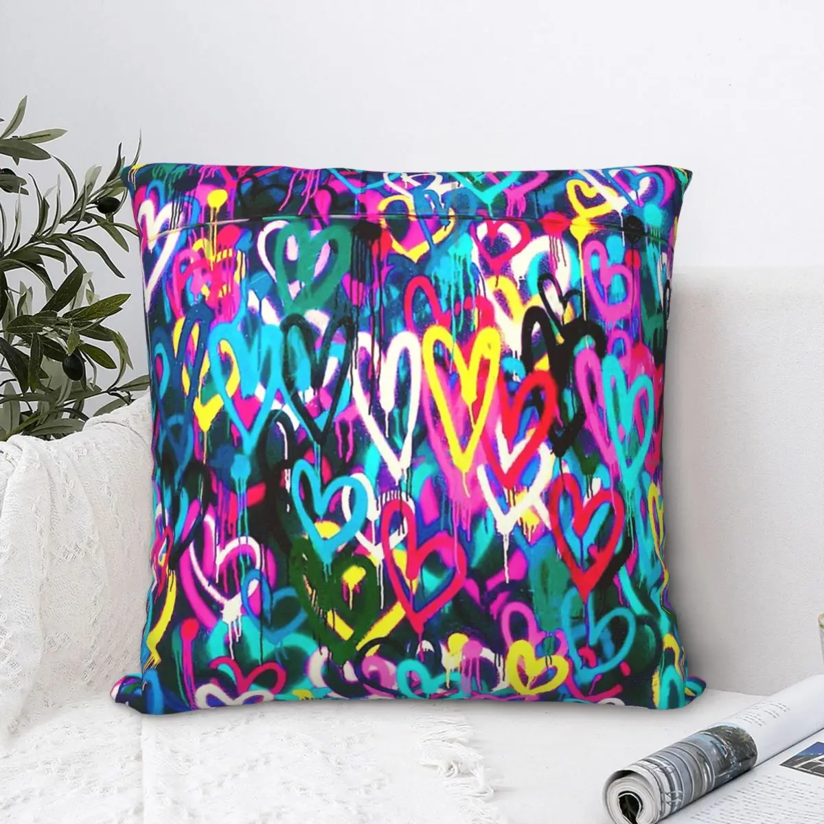 

HEARTS STREET Throw Pillow Case Backpack Hugpillow Covers DIY Printed Soft Sofa Decor
