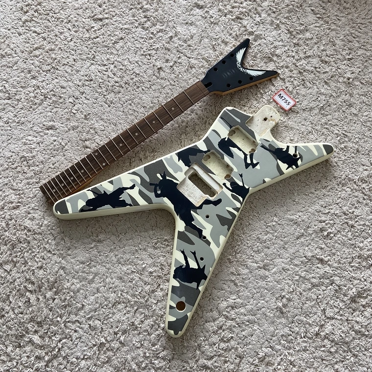 

Сделай Сам (не новый) под заказ D V-образная электрическая гитара, красивая верхняя часть с шейной пластиной, дизайн тремоло, скидка