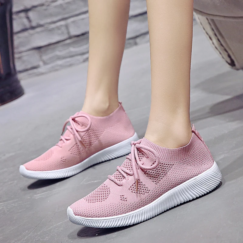 

Women Casual Shoes Fashion Breathable Walking Mesh Lace Up Flat Shoes Sneakers Women 2022 Tenis Feminino White Vulcanized Shoes