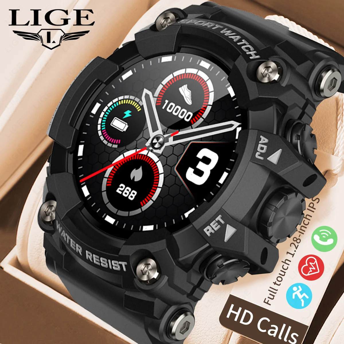 

LIGE New Bluetooth Call Smart Watch Men Outdoor Sports Bracelet Blood Pressure Clock IP68 Waterproof Smartwatch For Android IOS