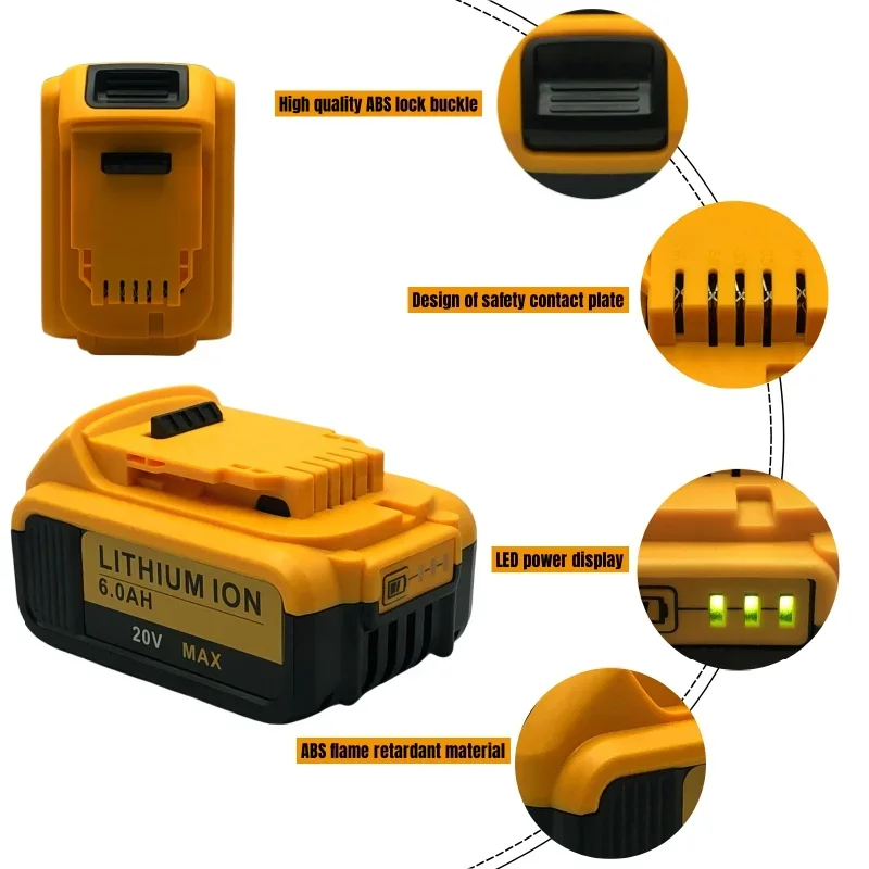 Для зарядного устройства DEWALT 20 В 6 0 Ач DCB115 DCB118 быстрая зарядка литиевая батарея