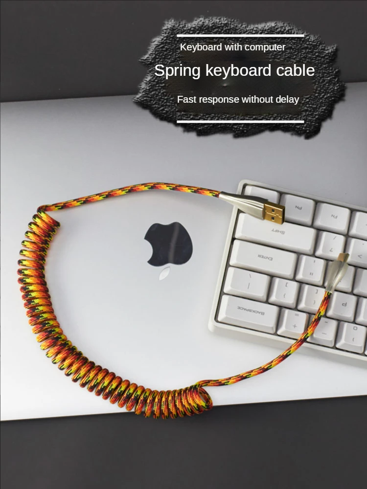 Multicolor Custom DIY USB Type A Male To Type C Coiled Cable For Mechanical Keyboard USB C Telescopic Spring Spiral Data Cable
