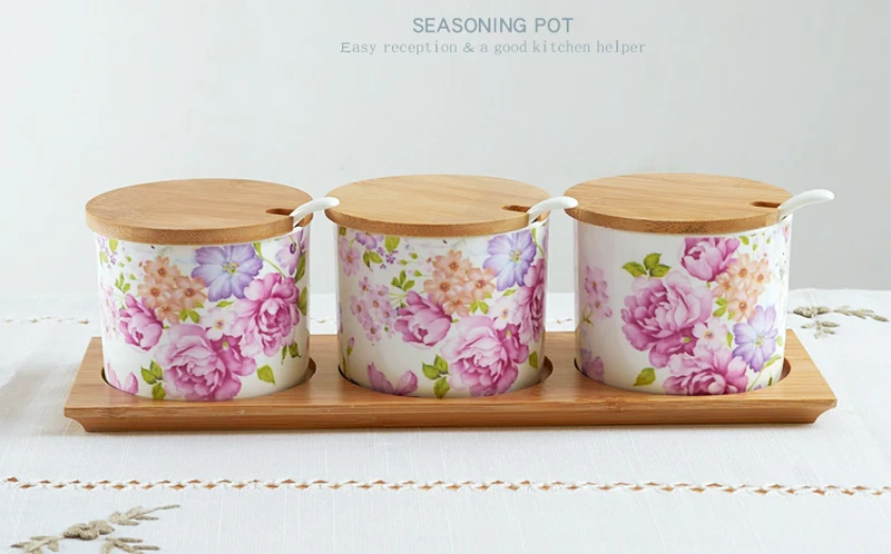 Набор из 3 предметов набор ложки и крышки для специй тонкой китайской кости