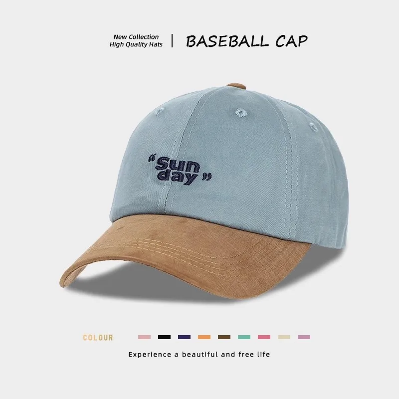 Универсальная бейсбольная кепка контрастного цвета в стиле ретро с вышитыми