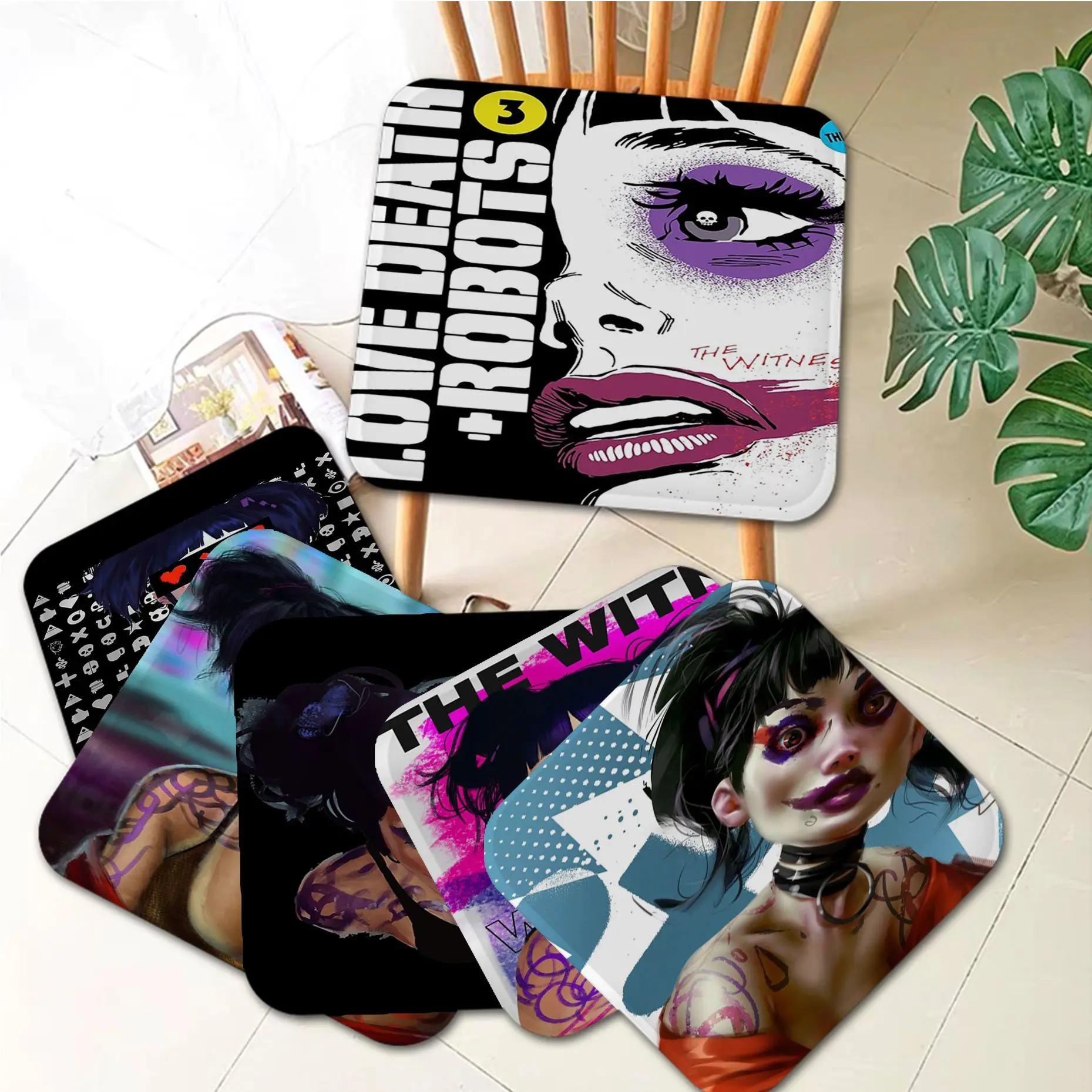 

Anime Love,Death&Robots Art Chair Mat Soft Pad Seat Cushion For Dining Patio Home Office Indoor Outdoor Garden Sofa Cushion