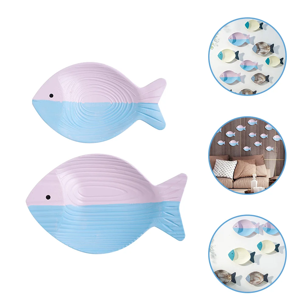 

2 Pcs Wooden Fish Crafts Decorative Fish Adorns Wall Fish Pendants Fish Crafts