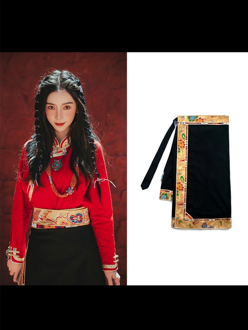 Traditional Tibetan Dress Wrap Skirt Vintage Traditional Chinese Clothing for Women