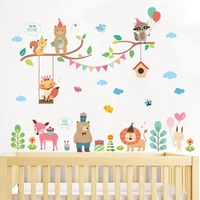 new cartoon diy fox lion zoo kids room environment decorative wall stickers home bedroom decorative painting background poster