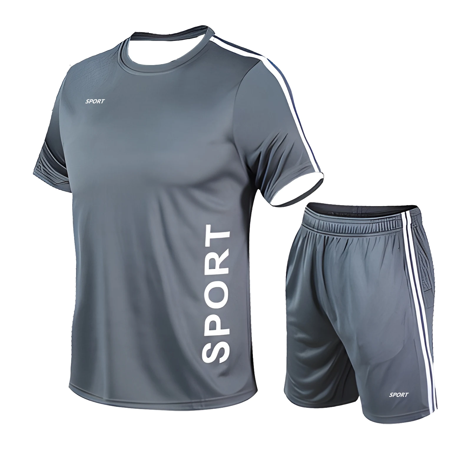 Summer Gym Sport Set Men Running Set Tracksuit Quick Dry Training Jogging Set Short Sleeve Fitness Suit Male Tight Sportswear