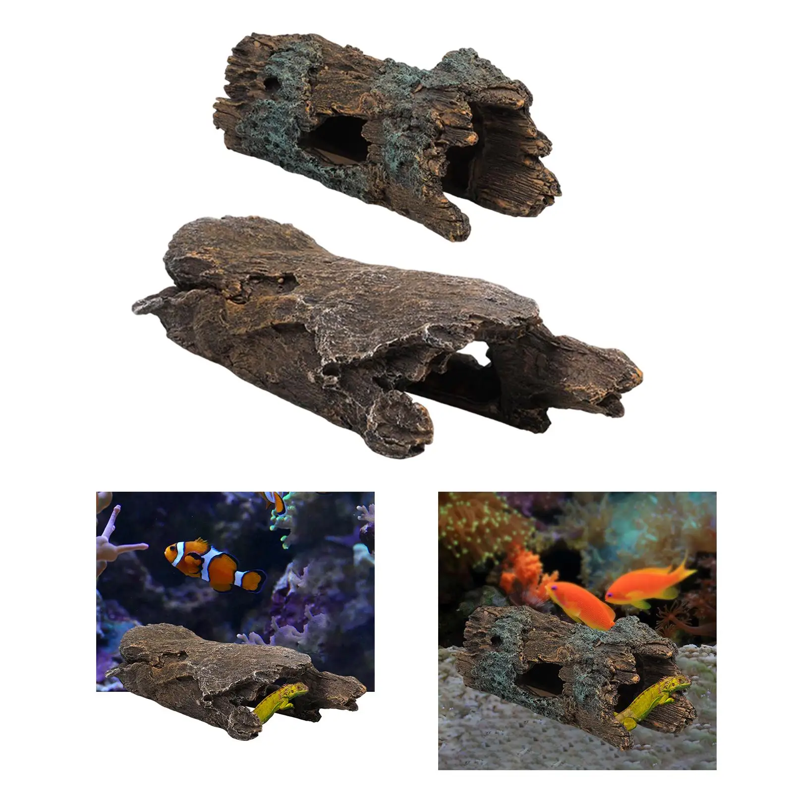 Serene украшение для аквариума из смолы полый ствол дерева рептилий бетта маленькие
