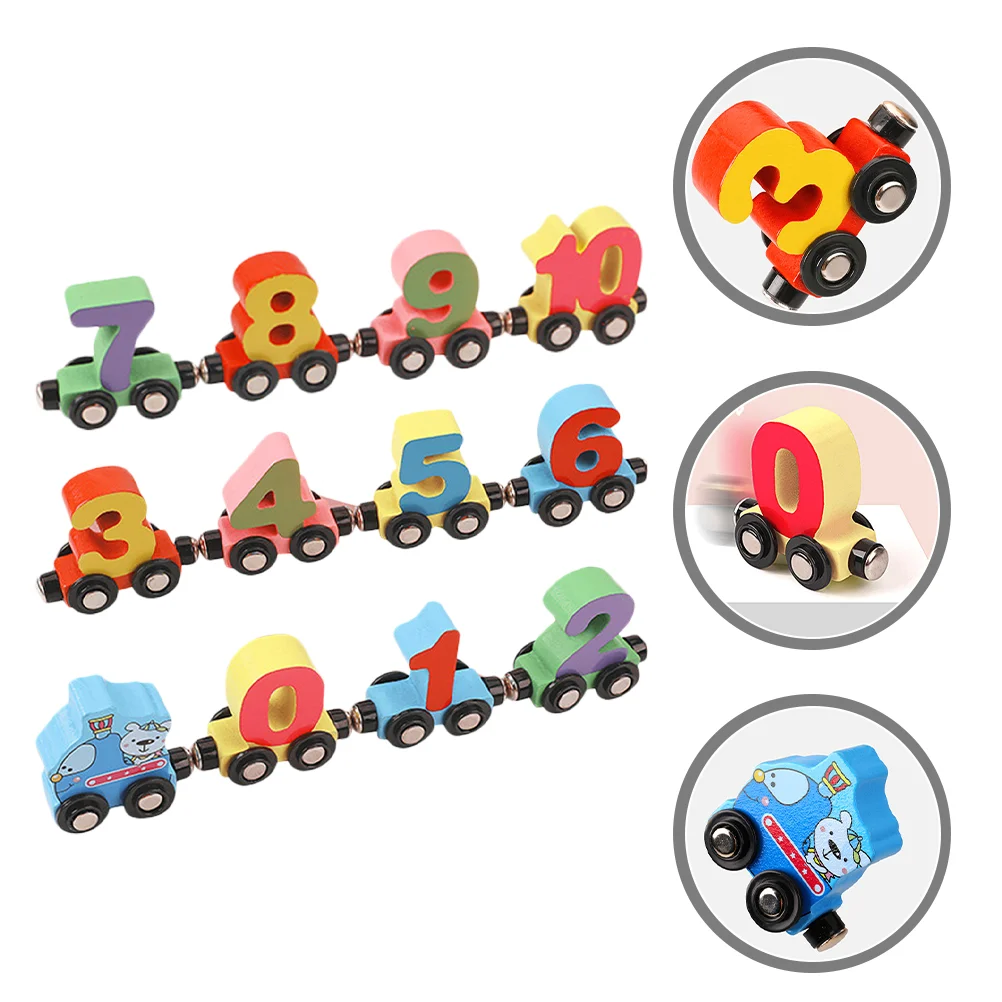 

Wooden Train Learning Toy Building Blocks Magnetic Number Kids Educational Toys Assembled