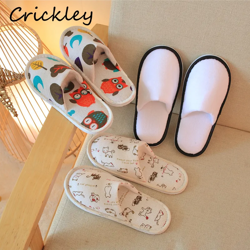 

Cartoon Owl Cat Children Disposable Slippers Hotel Travel Soft Boys Girls Slipper Animals Cotton Home Guest Party Kids Shoes
