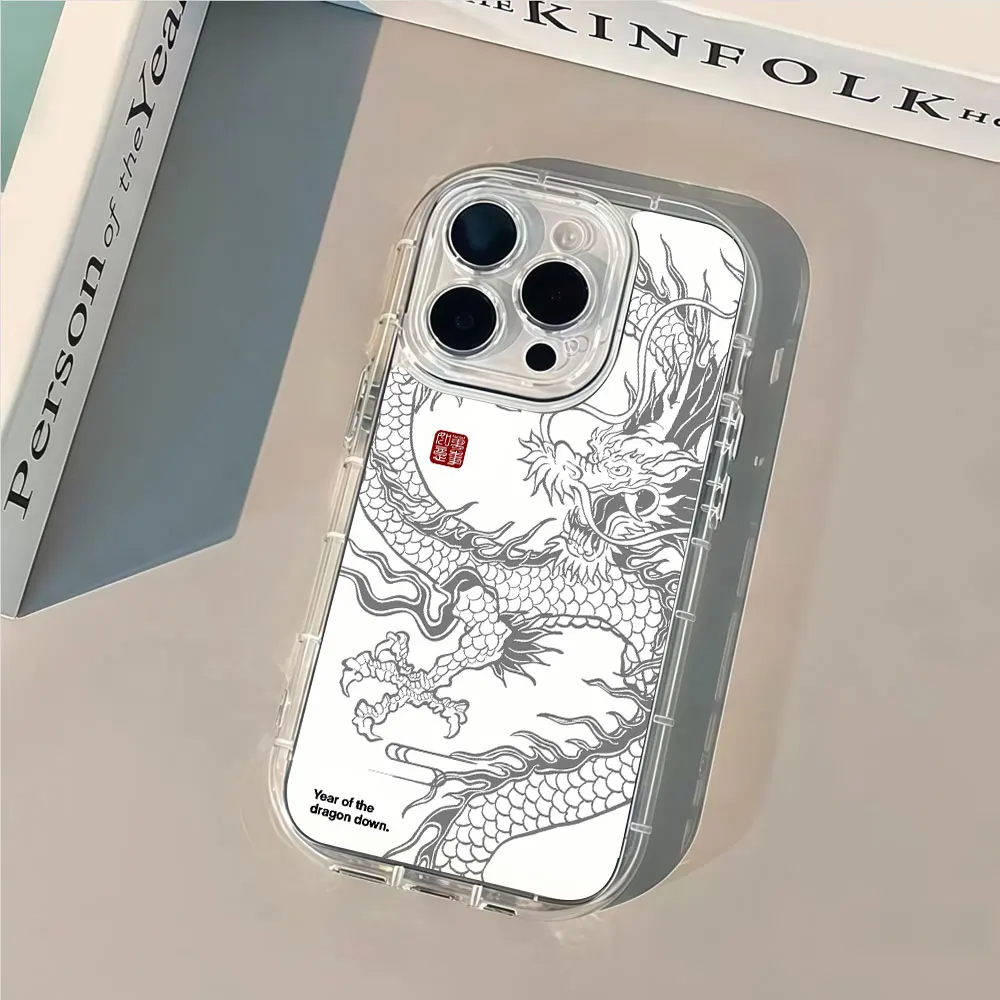 Фото Роскошный силиконовый противоударный чехол-зеркало «Дракон» для iPhone 17, 16, 15, 13, 12, 11, 14 Pro Max, X, XS, XR, 7, 8, 15, 16 Plus, 17 Air №2