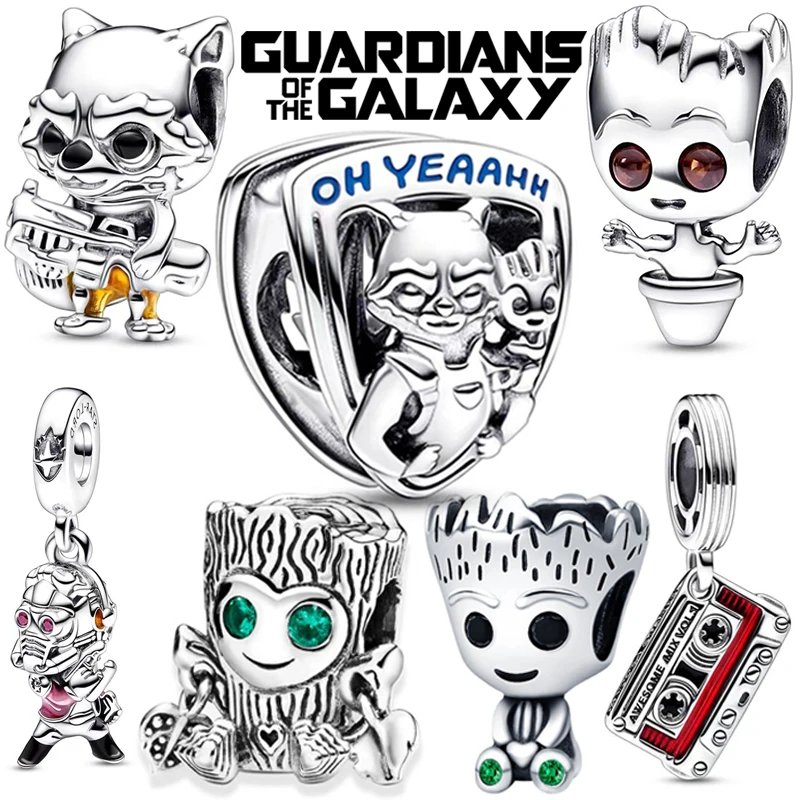 

Fit Pandora Marvel Guardians of the Galaxy Full Collection Set Charm Women Bracelet Jewelry Groot Emblem Rocket Raccoon Bead DIY