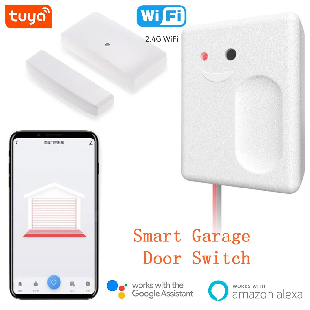 

WiFi Smart Switch Sensor Garage Door Opener Controller Tuya APP Voice Remote Timing Turn On/Off Work With Alexa Google Assistant