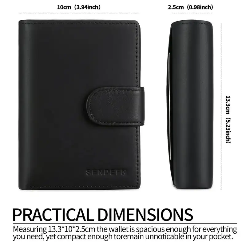 

Fashionable Genuine Leather Mens Trifold RFID Blocking Wallet with 16 Credit Card Slots & Coin Compartment, Stylish and Safe.