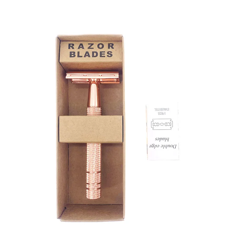 Rose Gold Razor Classic Double Edge Safety For Mens Shaving&ampWomens Hair Removal with Shaving Blades Manual Shaver | Красота и