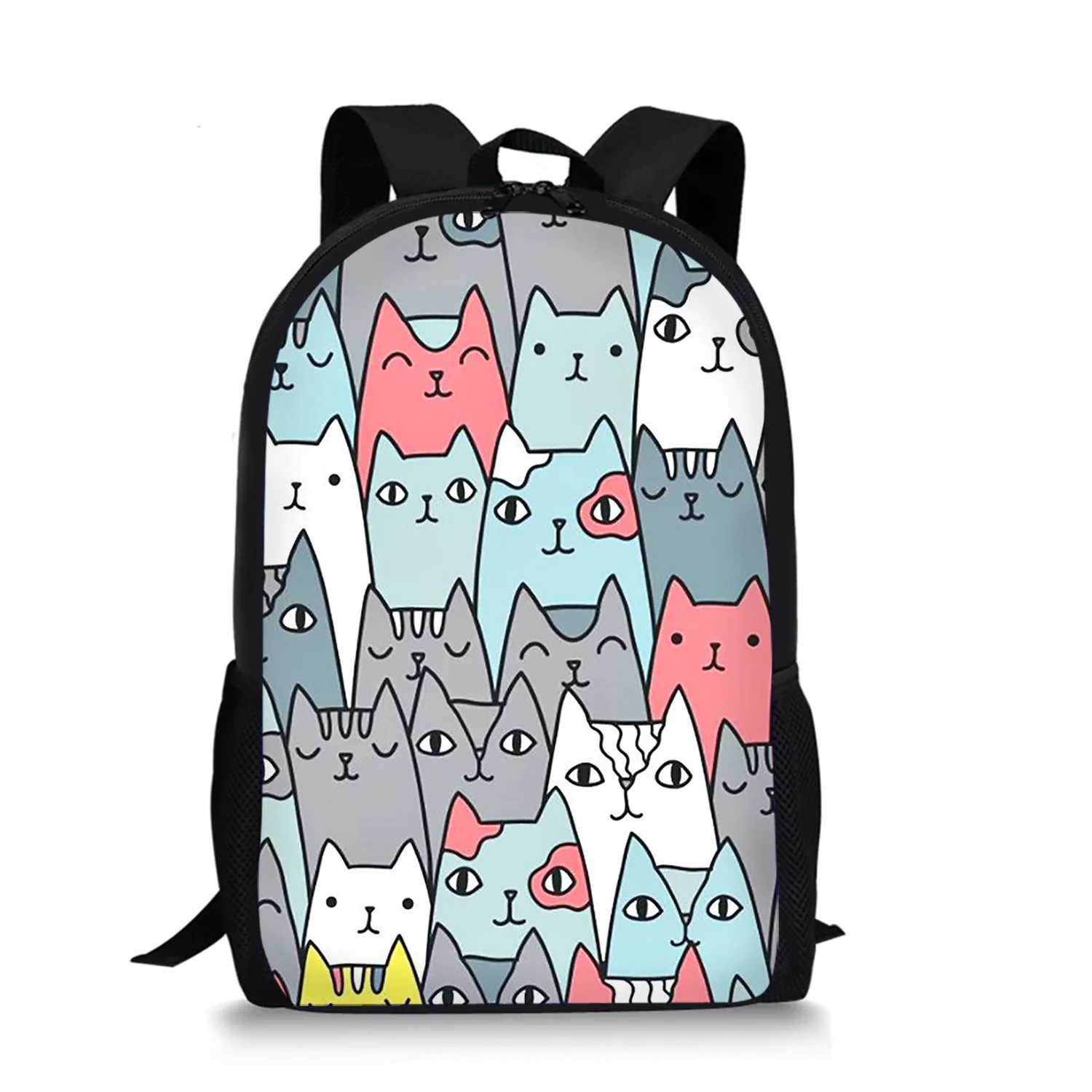 Cat Print Backpack Portable Casual Outdoor Travel Children's Knapsack Durable Large Capacity School Bags for Girls Boys