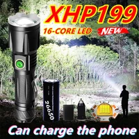 new upgrade xhp199 powerful led flashlight 26650 xhp90 high power torch light rechargeable tactical flash light usb hand lamp