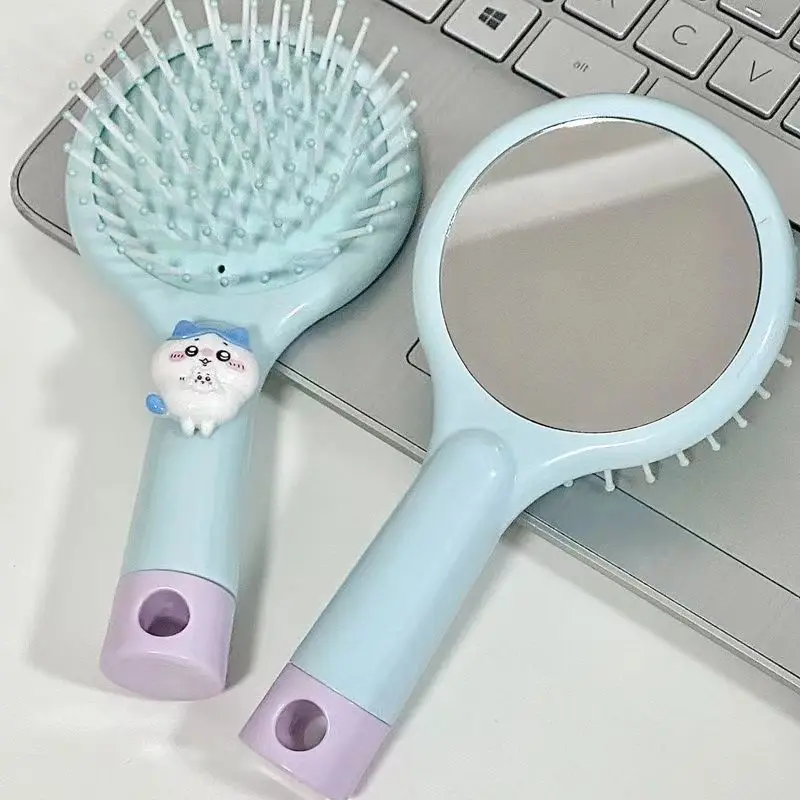 Симпатичная ручная зеркальная расческа Chiikawa два в одном для девушек портативная