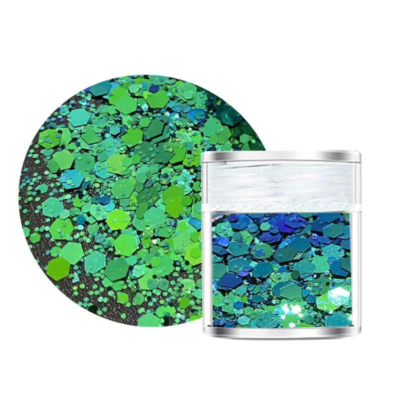 

1Box Mix Laser Hexagon Colorful Nail Polish Sequins Holographic Chameleon Glitter Pigments DIY Nail Art Accessories