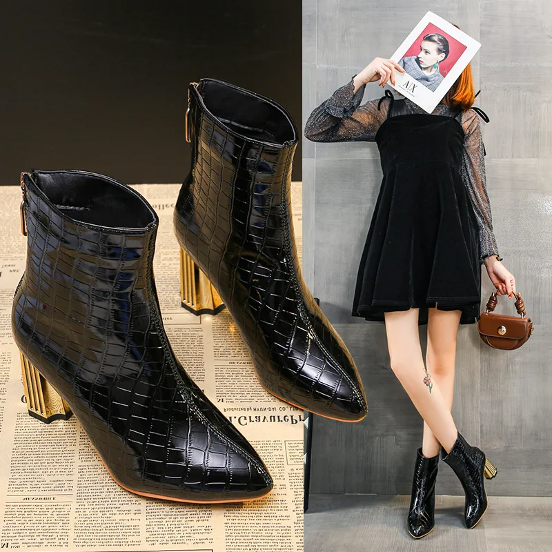 High Heel Ankle Boots Woman Boots Pointed Toe Modern Shoes Female Short Boots Autumn Winter Plus Size Ladies Fashion Boots New
