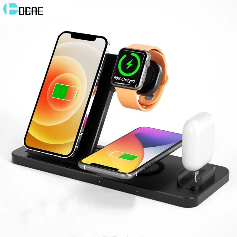 

15W Fast Wireless Charger For iPhone 14 13 12 Pro Max Mini 11 Apple Watch 8 4 in 1 Foldable Charging Dock Station for Airpods 3